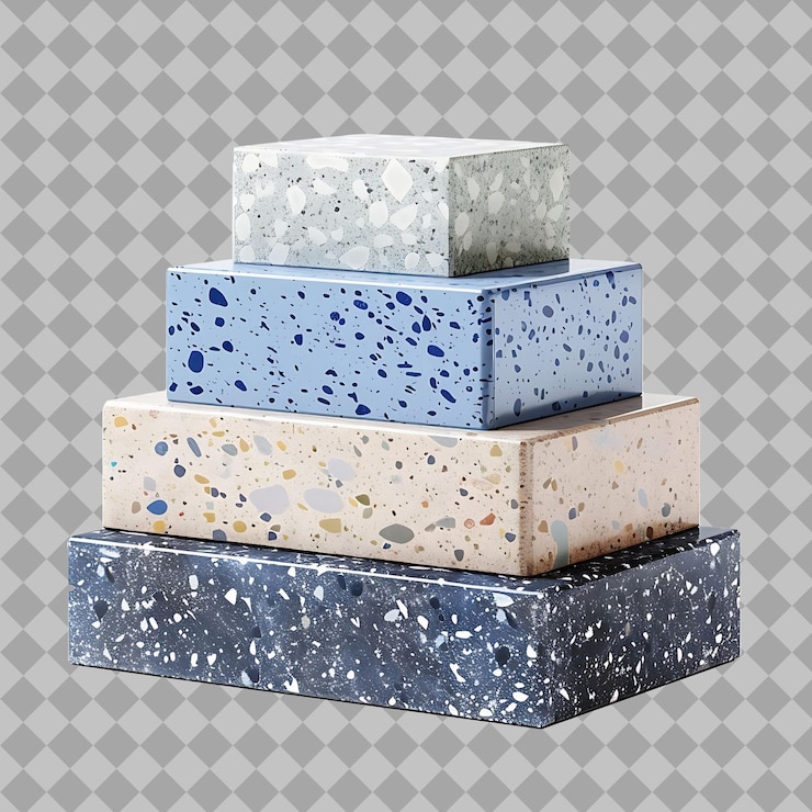 PSD podium di terrazzo rettangolare chic con un oggetto png lucido e sofisticato su uno sfondo pulito
