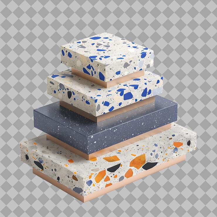 PSD podium di terrazzo rettangolare chic con un oggetto png lucido e sofisticato su uno sfondo pulito