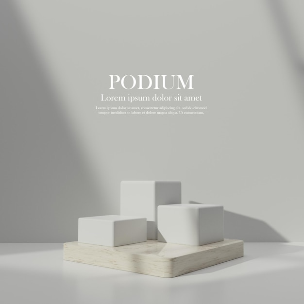 Podium-display 3d-rendering mit schatten-overlay-mockup