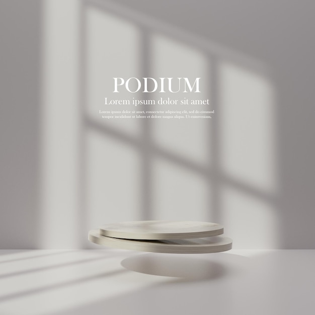 PSD podium-display 3d-rendering mit schatten-overlay-mockup