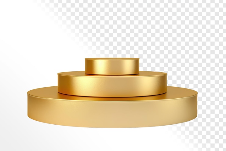 PSD podium dorado aislado en el fondo transparente