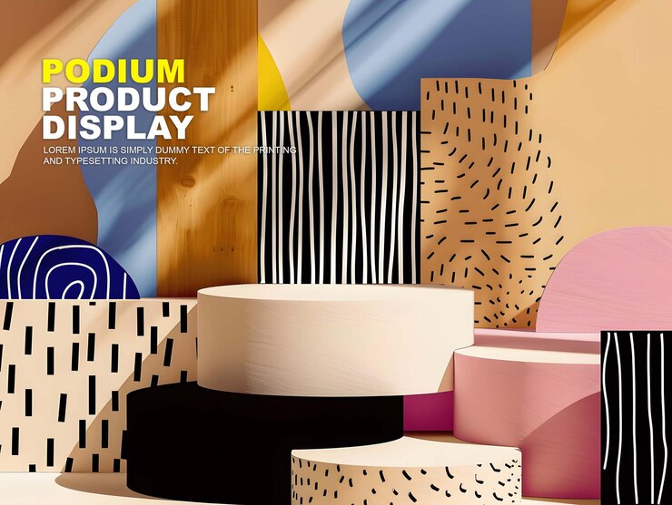 PSD podium de escena de verano para la exhibición de productos mockup de exhibición de escenario para la presentación de productos de espectáculo