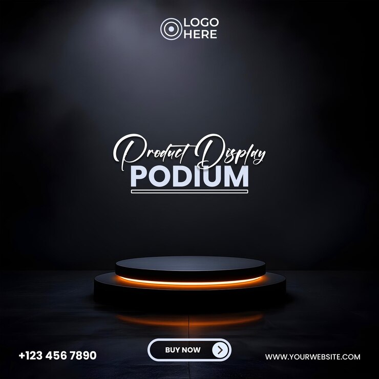 Podium de exhibición de productos en un entorno de estudio moderno