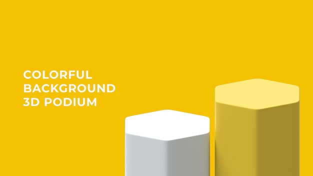 Podium hexagonal 3D avec fond coloré