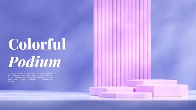podium hexagonal en paysage avec fond violet maquette de modèle d'image de rendu 3d