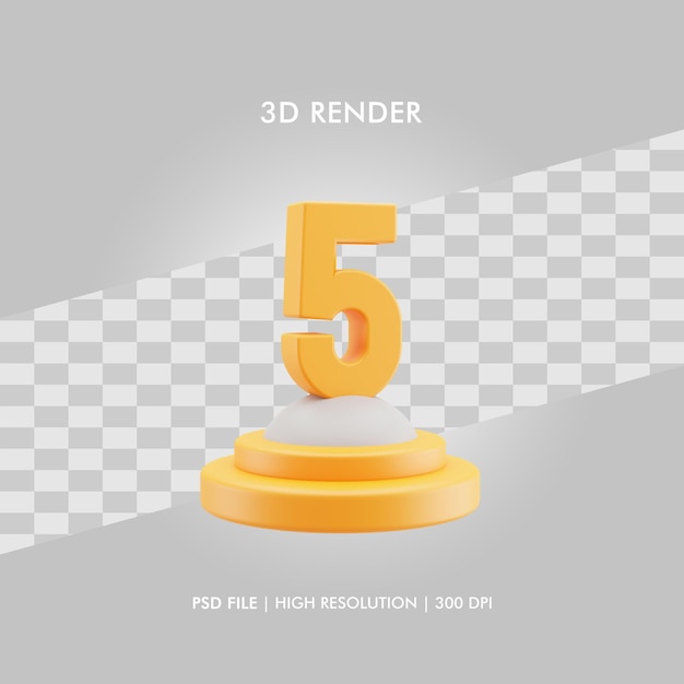 Podium D'illustration 3d Avec Le Numéro Cinq