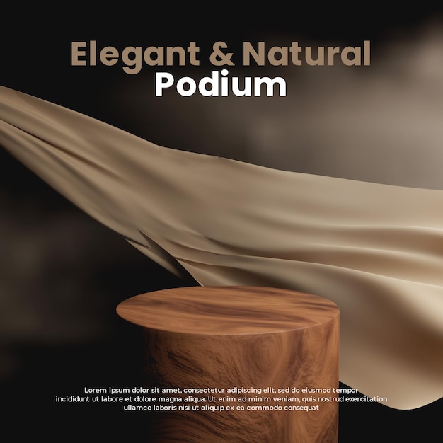 PODIUM ÉLÉGANT ET NATUREL AVEC BOIS ET TISSU