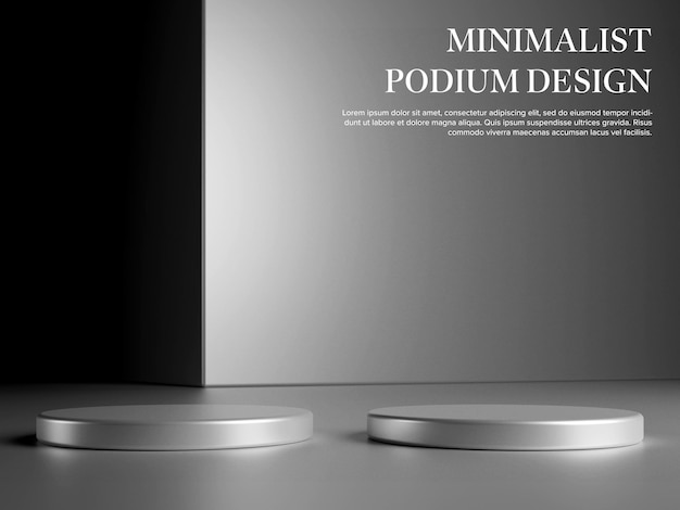 PSD podium de lujo de metal plateado 3d fondo abstracto telón de fondo vacío pedestal exhibición de productos para colocación de productos