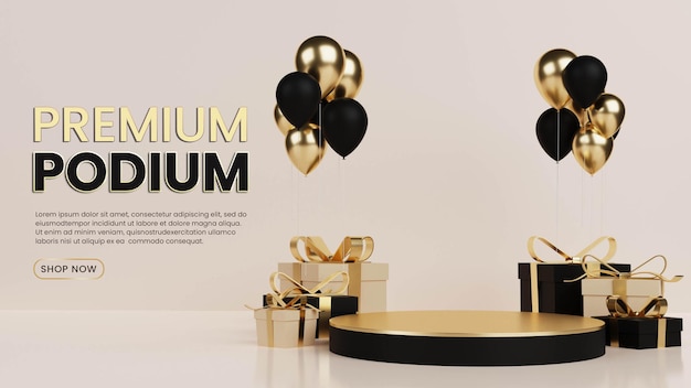 Podium De Luxe Avec Coffret Cadeau Et Ballon