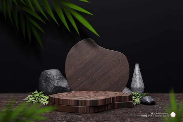 Podium De Luxe Avec Texture Bois