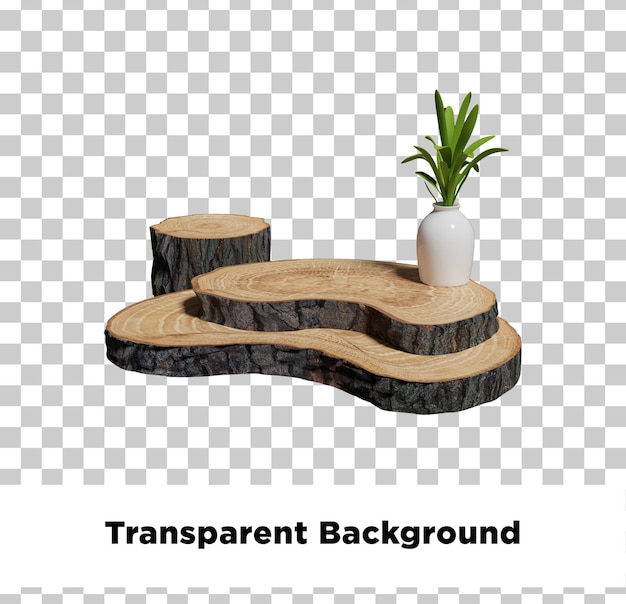 Podium de madera 4 fondo transparente
