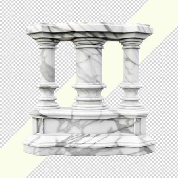 Podium de mármol isométrico 3D aislado sobre un fondo transparente