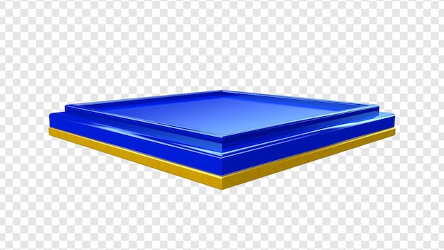 Podium metálico azul y amarillo