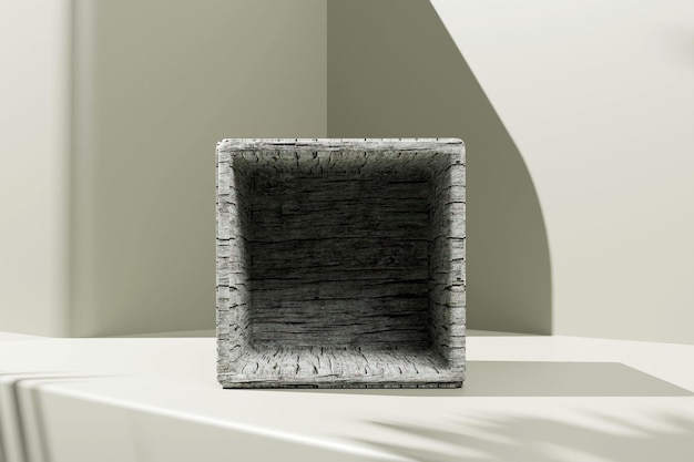 Podium minimaliste de rendu en bois 3D pour le placement de produit