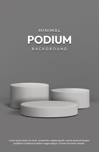 Podium mínimo gris 3D fondo realista Podium pantalla de producto pantalla de teléfono