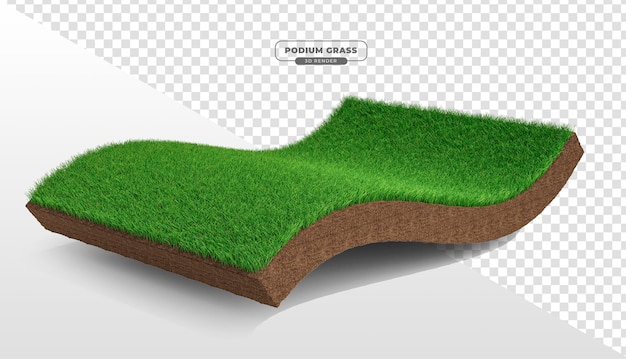 Podium mit gras in realistischem 3d-rendering