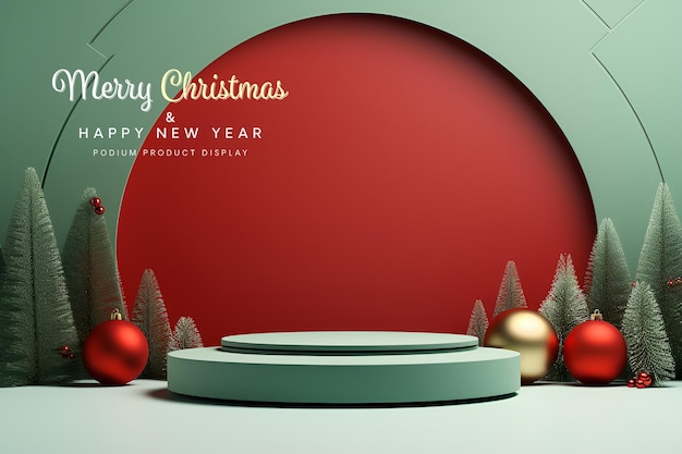 pódium de Navidad elegante y natural con modelo de exhibición de la etapa del árbol para la presentación del producto de exhibición