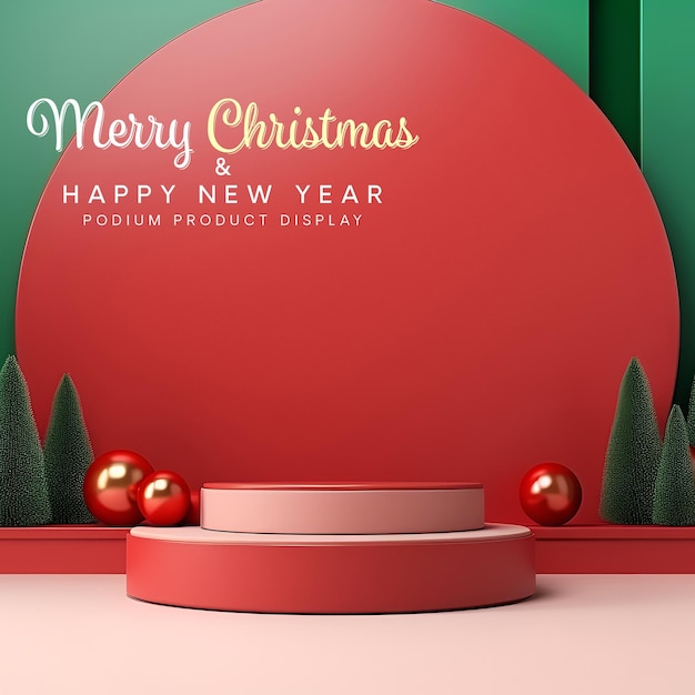 pódium de Navidad elegante y natural con modelo de exhibición de la etapa del árbol para la presentación del producto de exhibición