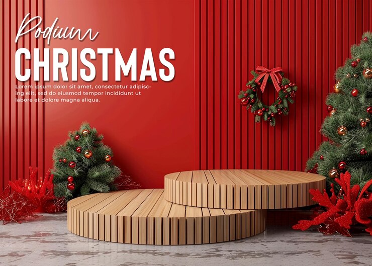 PSD podium navideño para la presentación de productos