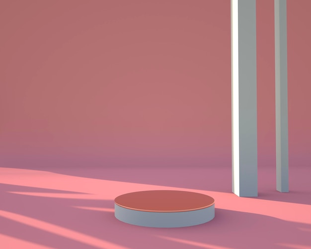 Podium avec ombre de feuilles rendu 3D