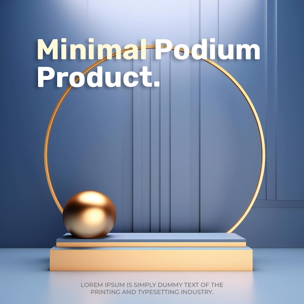 un podium d'or élégant et de luxe pour l'exposition de produits, une maquette d'exposition sur scène pour la présentation de produits