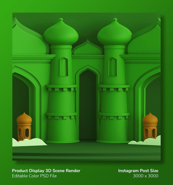 Podium product display 3d render tema ramadan eid mubarak