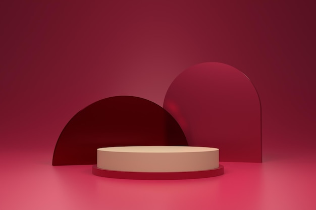 Podium De Produit Simple, Conception D'un Présentoir, Rendu 3d. Viva Magenta Couleur De L'année 2023