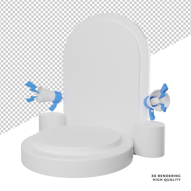 Podium produk Promotion Seitenansicht 3D-Rendering-Illustrationssymbol mit transparentem Hintergrund