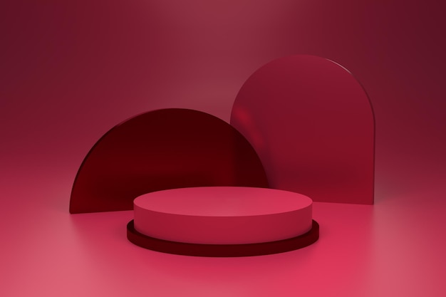 Podium produk sederhana, desain untuk display stand, render 3D. Warna viva magenta tahun 2023