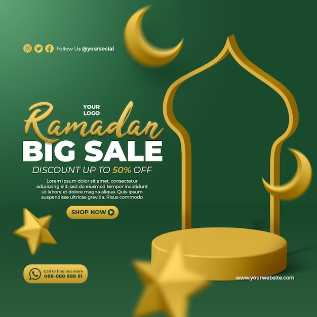 Podium Produktanzeige 3D-Render Ramadan