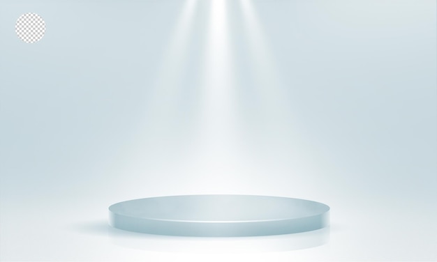 Podium redondo iluminado por focos