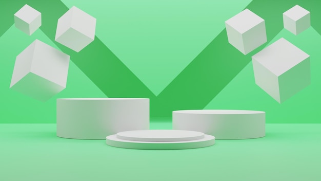 PSD podium de rendu 3d blanc sur fond vert