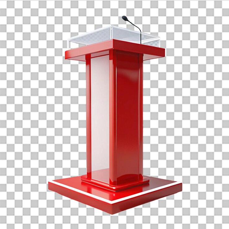 PSD podium rojo con renderizado 3d realista blanco para gráfico en fondo transparente aislado