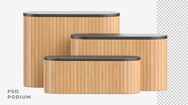 Podium rond en planches de bois 3D de différentes hauteurs