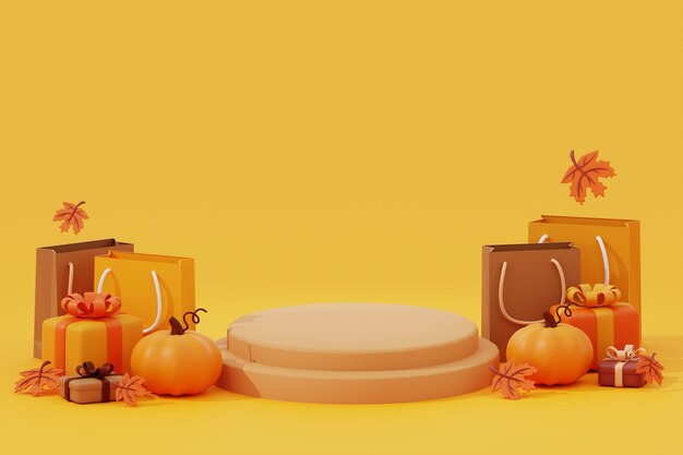 Podium de scène avec le cadeau d'automne