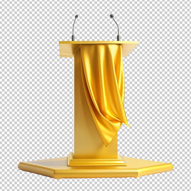 Podium de tela dorada para la exhibición de productos de lujo