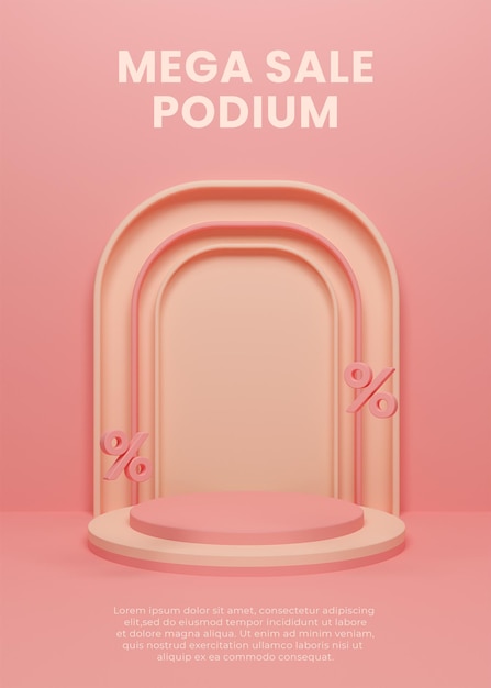 Podium de vente méga avec la couleur rose Premium Psd