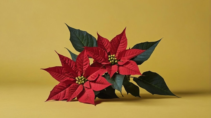 PSD una poinsetia está decorada con poinsetia poinsetia