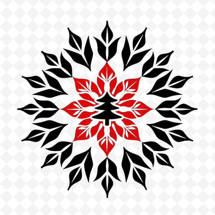 PSD poinsettia flower icon flower emblem con foglia decorativa bo ispirato dalla natura disegni vettoriali unici