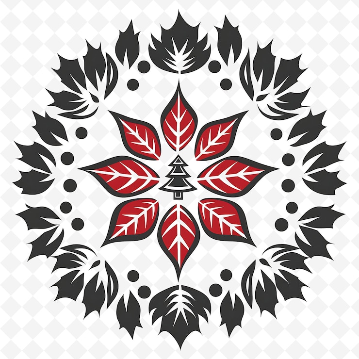 PSD poinsettia flower icon flower emblem con foglia decorativa bo ispirato dalla natura disegni vettoriali unici