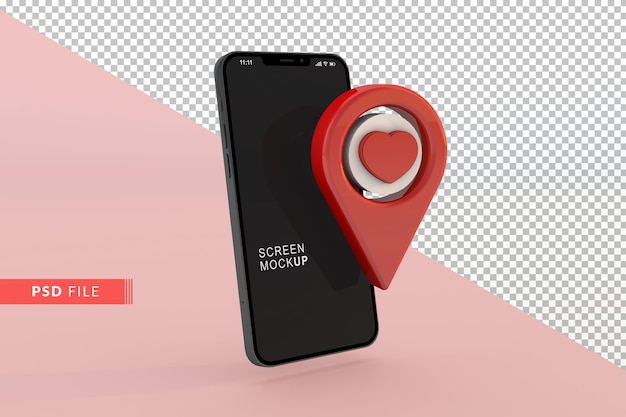 Point De Carte Avec Affichage Du Téléphone Maquette D'un Concept De Saint Valentin