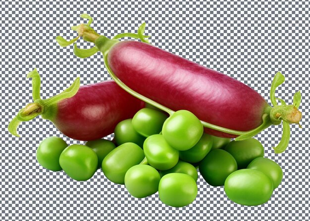 PSD pois et aubergines isolés sur fond blanc avec voie de coupe