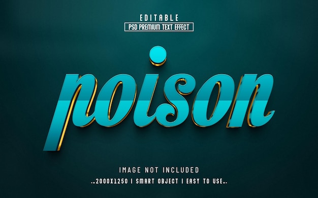 Poison 3d editable text effect style premium psd con fondo