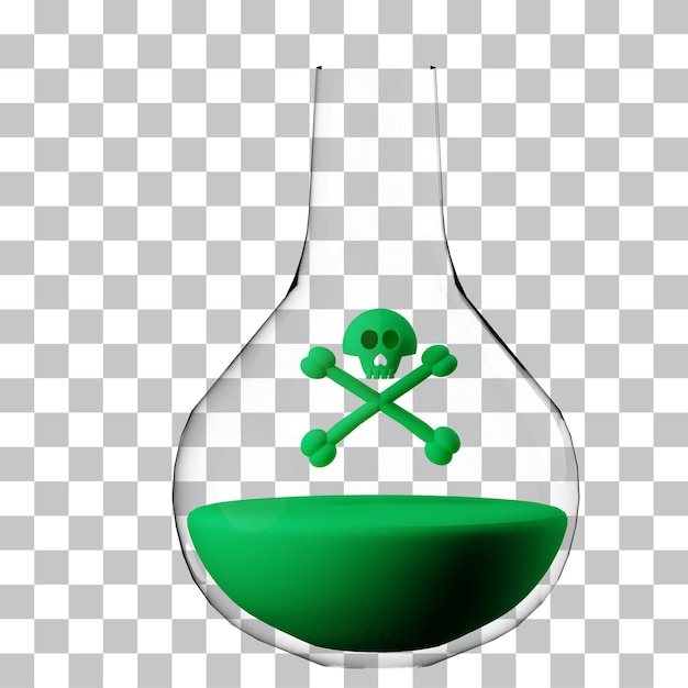 PSD poison mortel 3d dans une illustration de bouteille en verre avec une image psd de haute qualité