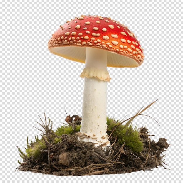 Poisonous fly agaric forest mushroom isolated on the transparent background