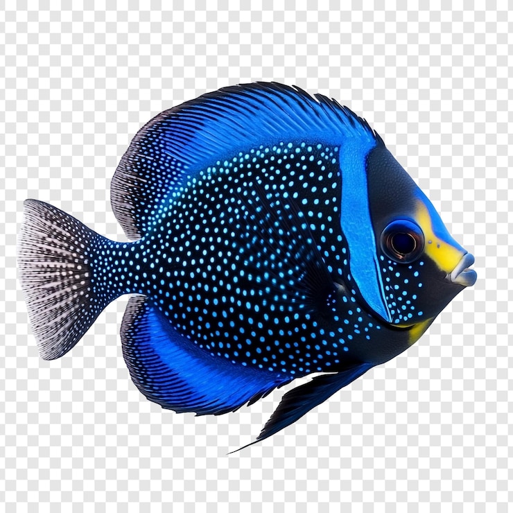 PSD un poisson-ange aux taches bleues et noires frappant