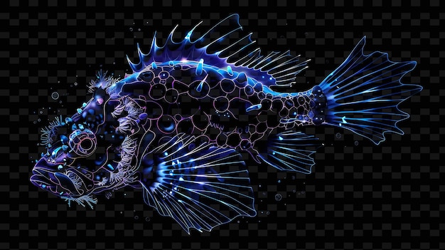 PSD un poisson bleu avec une étoile de mer sur le dos