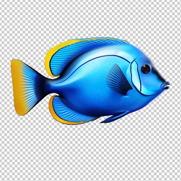 PSD poisson bleu isolé sur un fond transparent