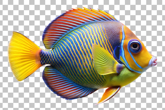 un poisson bleu et jaune avec une bande bleue