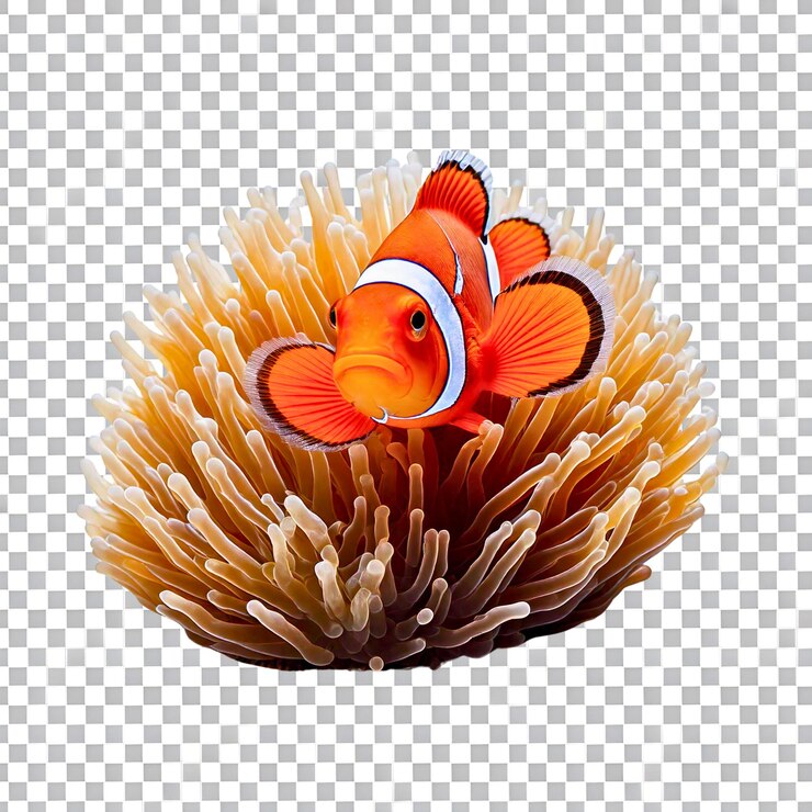 PSD le poisson-clown coloré nage dans l'anémone de mer animée dans un habitat marin